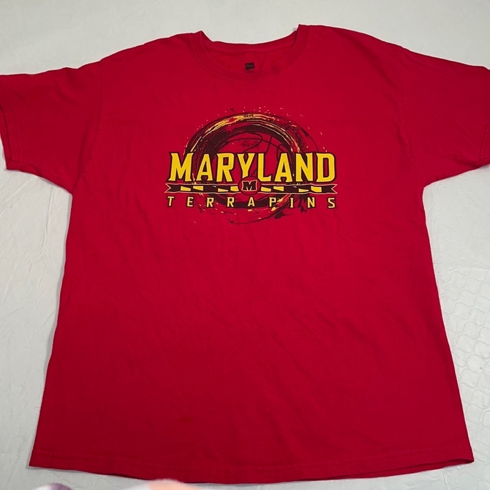 Hanes University of Maryland Terrapins logo red short sleeve t-shirt